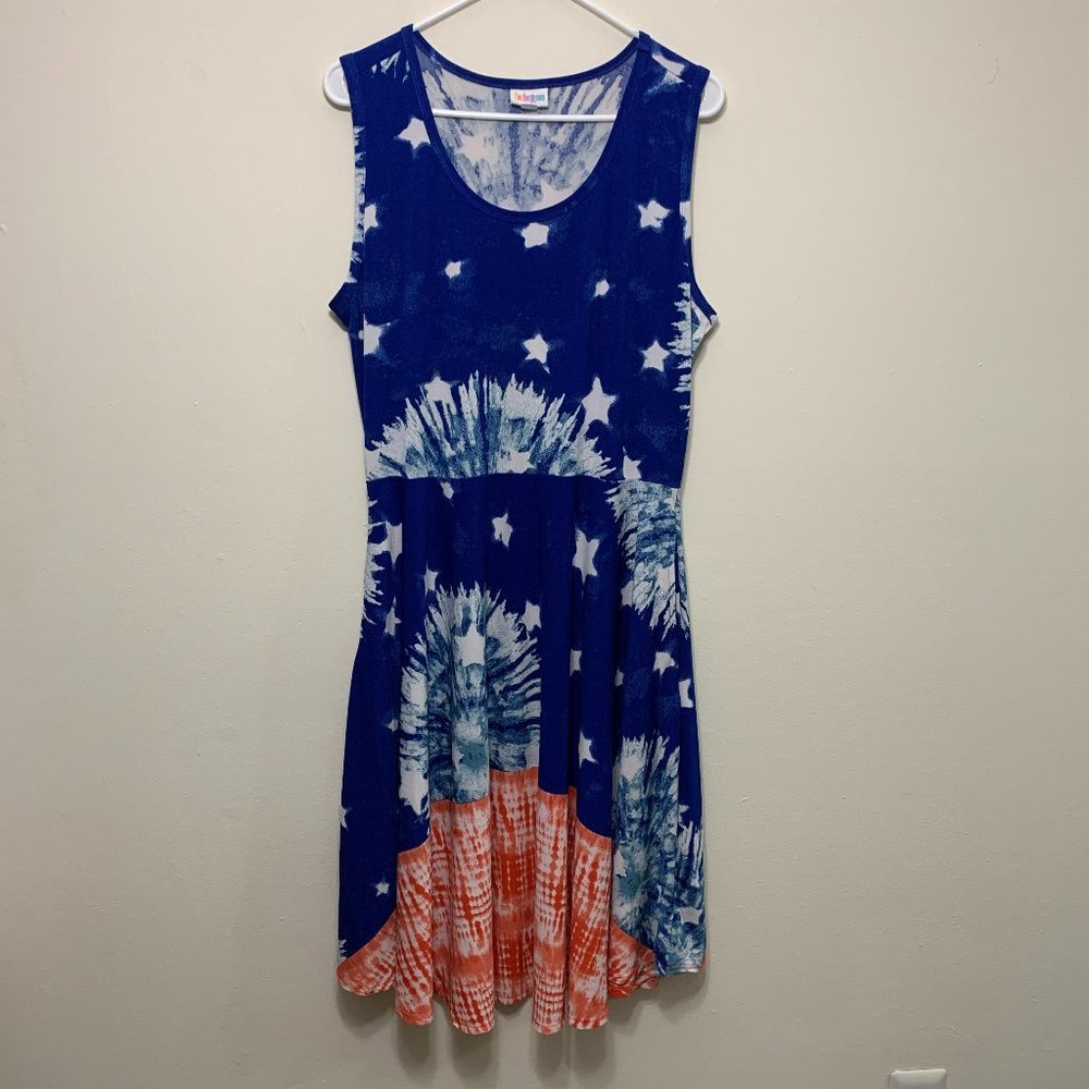 LuLaRoe Nicki- Blue/Red/White Tie-Dyed American